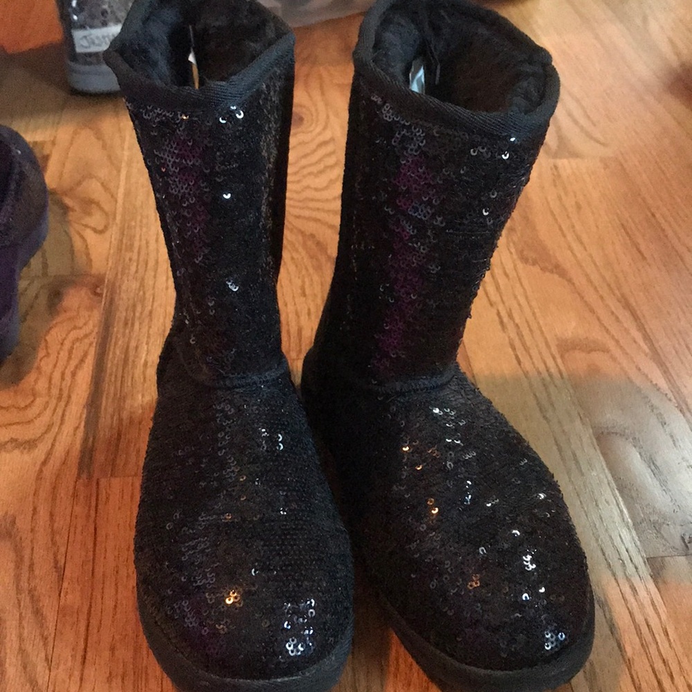 black sequin boots